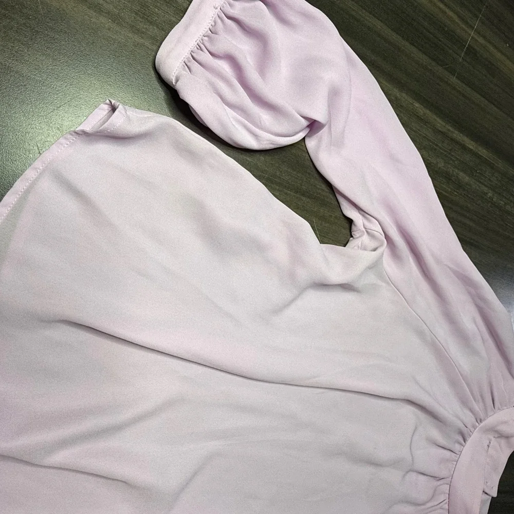 Lilac Banana Republic Blouse Top‎ Long Sleeve Sheer Lavender Petite L